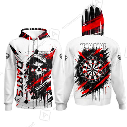 Custom Darts Jersey Polo Shirt, Grim Reaper Sketch Splatter, Custom Dart Jersey Team Shirt For Players With Name & Team Name