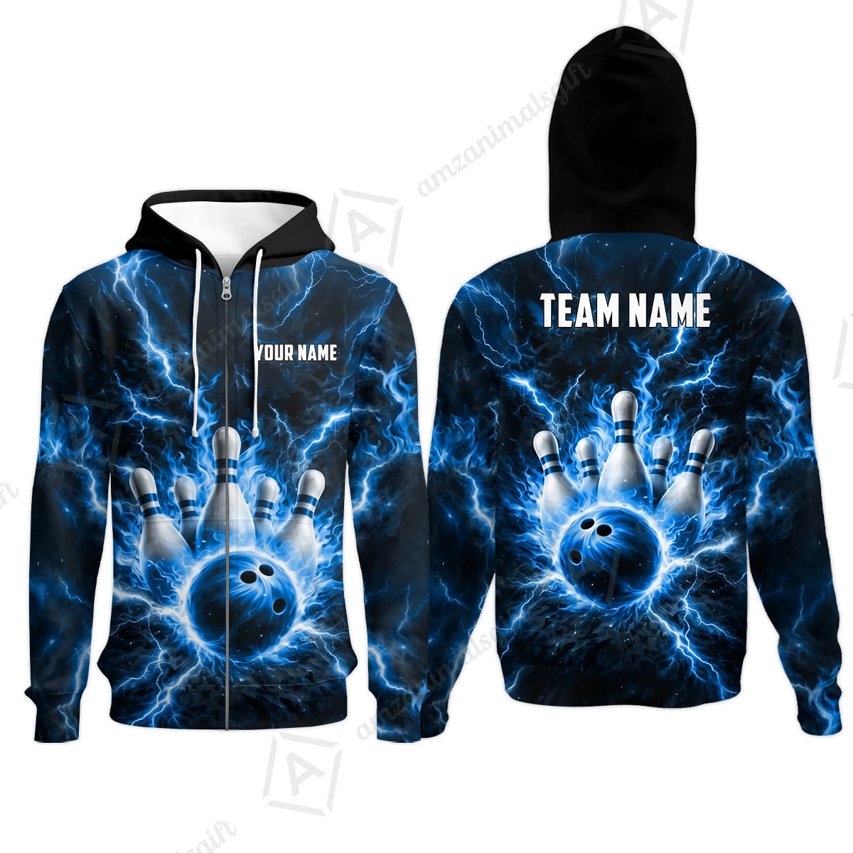 Custom Bowling Jersey Polo Shirt, Electric Lightning Storm Bowling, Custom Bowling Jersey Team Shirt For Players With Name and Team Name