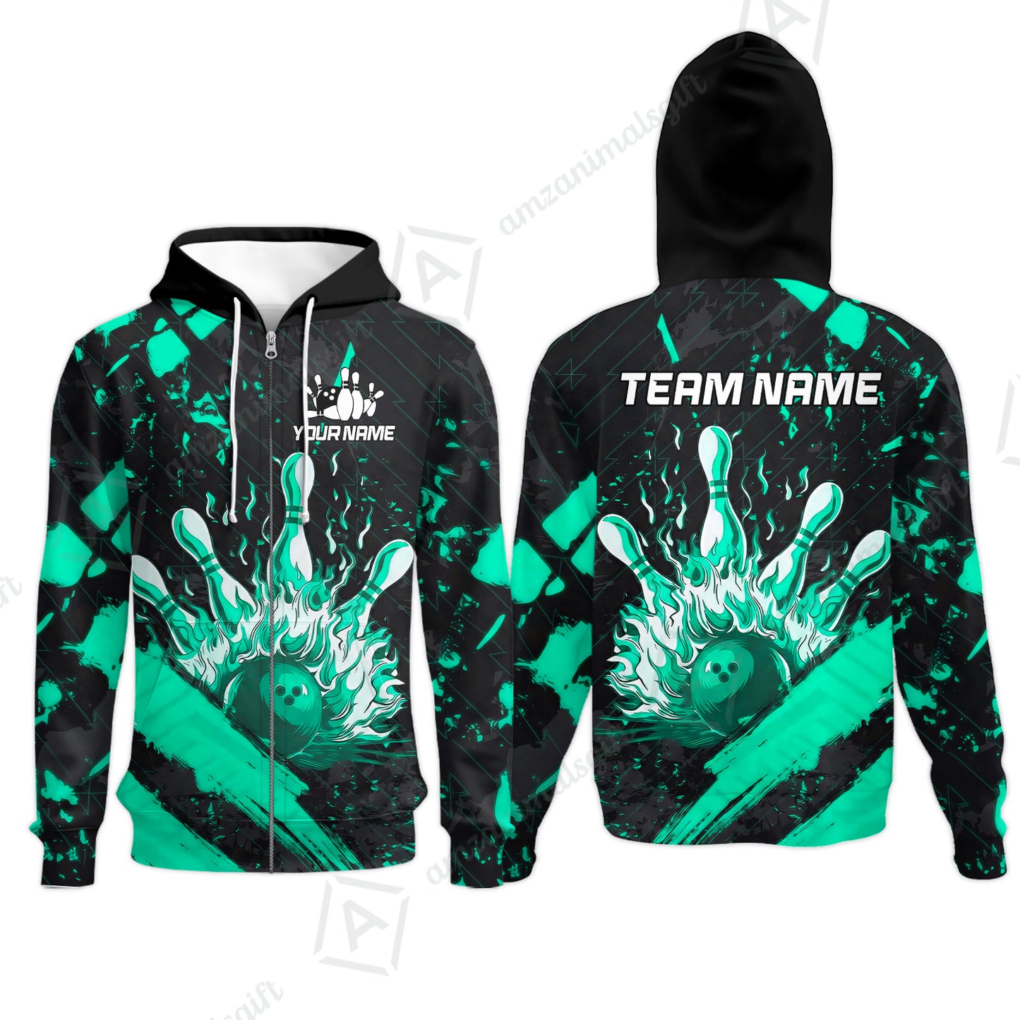 Customized Bowling Unisex Polo Shirt, Bowling And Pins Grunge Flame, Bowling Uniform - Personalized Name And Team Name