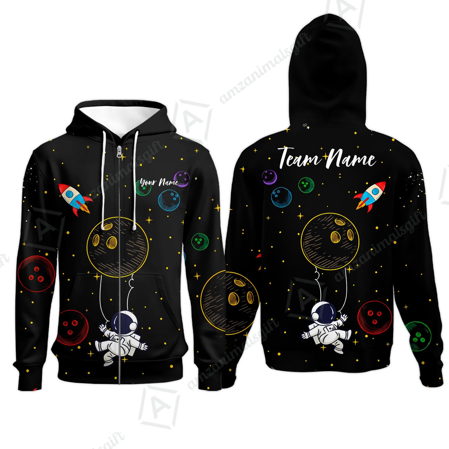Custom Bowling Jersey Polo Shirt, Spaceman Bowling Galaxy, Custom Bowling Jersey Team Shirt For Players With Name and Team Name