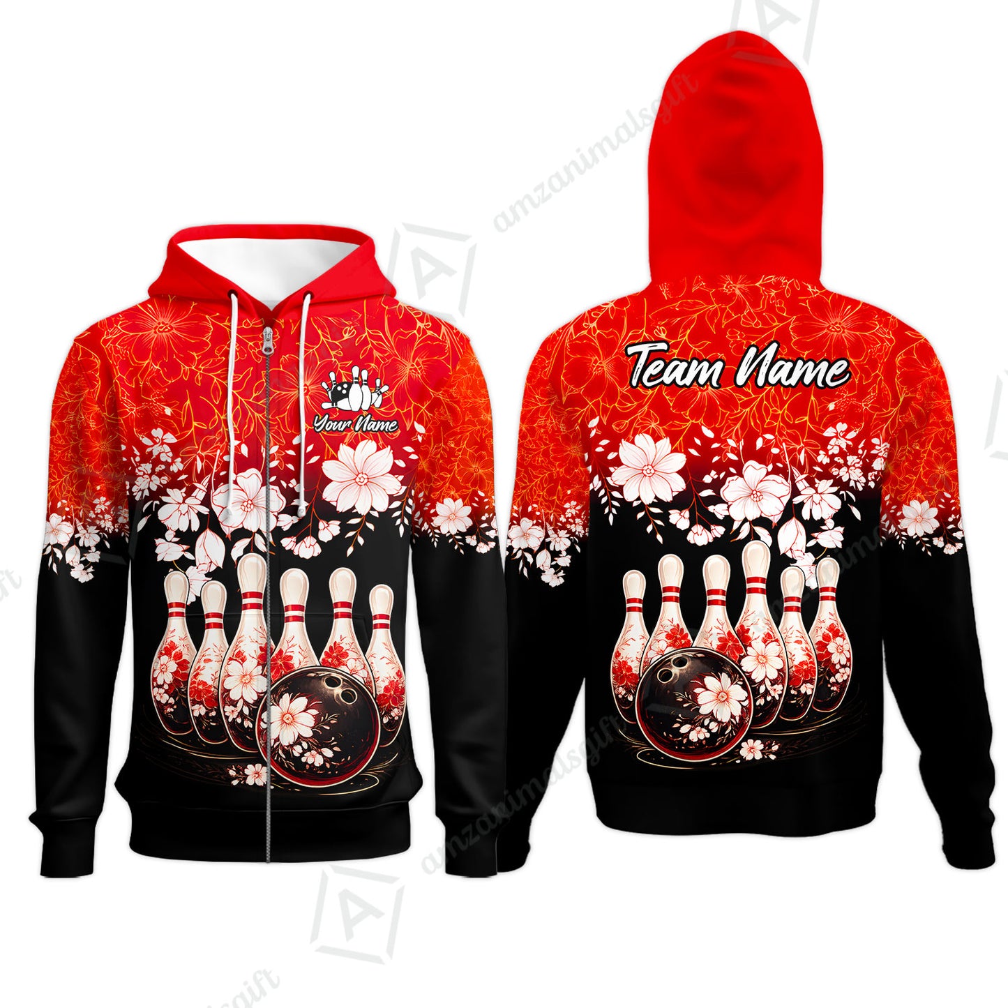 Custom Bowling Jersey Polo Shirt, Cherry Blossom Flower Bowling, Custom Bowling Jersey Team Shirt For Players With Name & Team Name