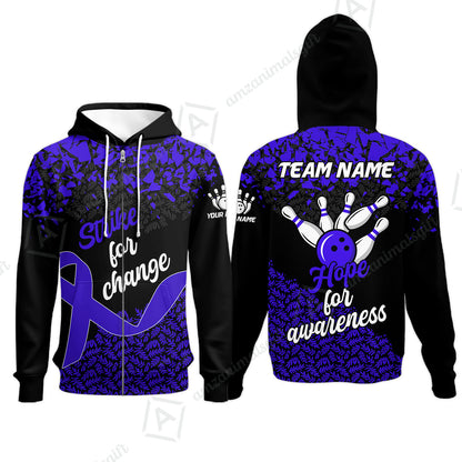 Custom Bowling Jersey Uniform Shirt, Bowling Strike For Change Team Shirt For Players With Name & Team Name
