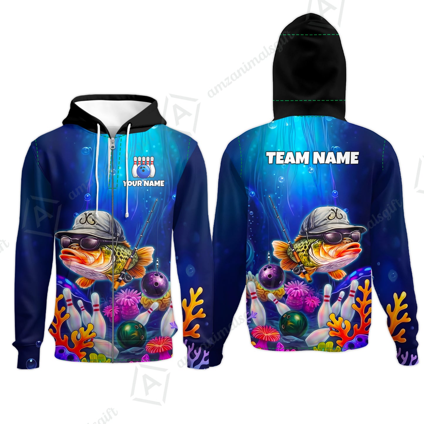 Customized Bowling Fish Bowling Jersey, Custom Name And Team Name For Bowlers
