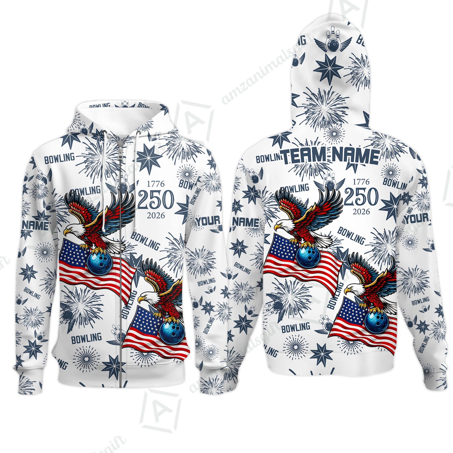 Custom Bowling Jersey Polo Shirt, USA 250 Years of Independence Bowling, Custom Bowling Jersey Team Shirt For Players With Name and Team Name