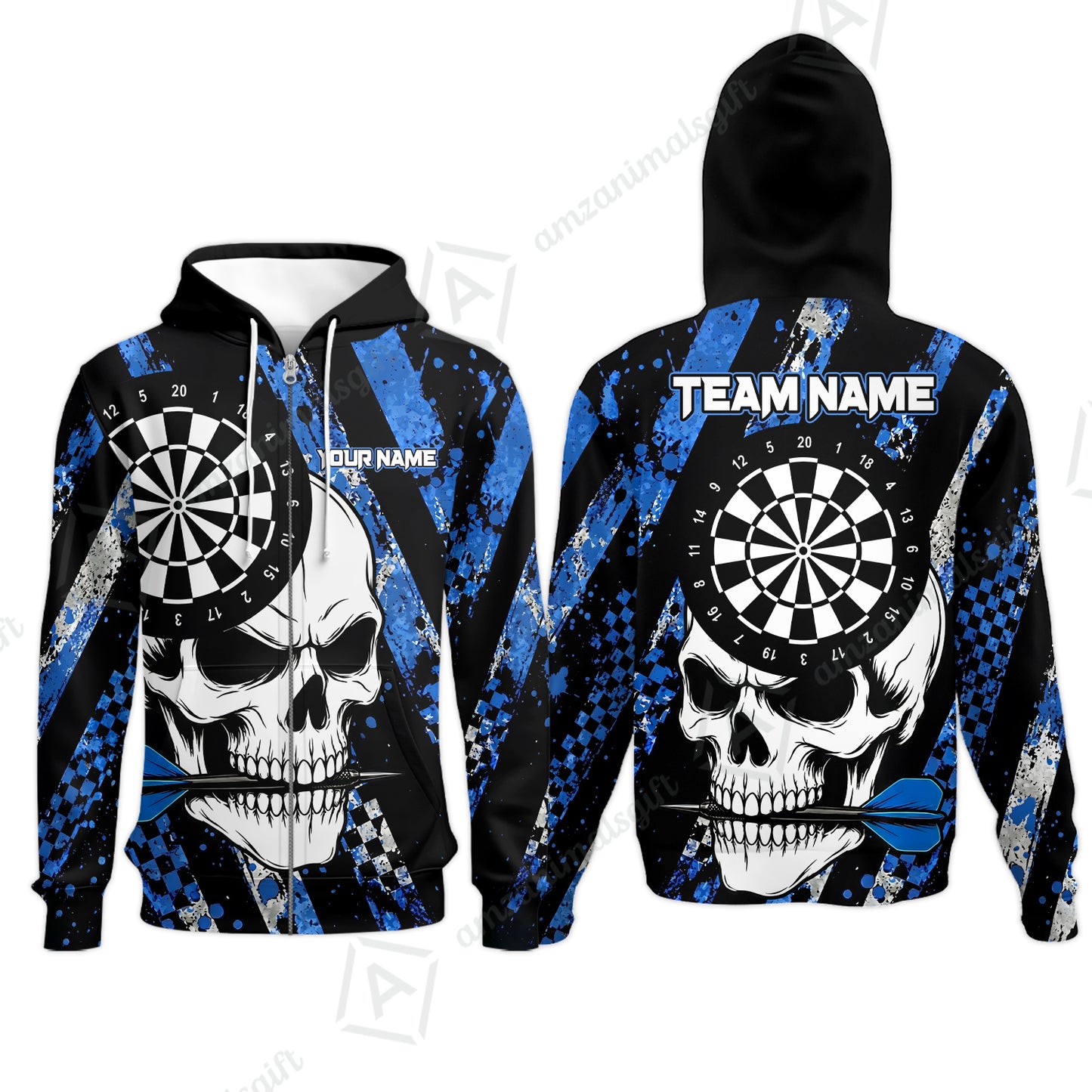 Custom Darts Jersey Polo Shirt, Skull Bites Dart, Custom Dart Jersey Team Shirt For Players With Name & Team Name