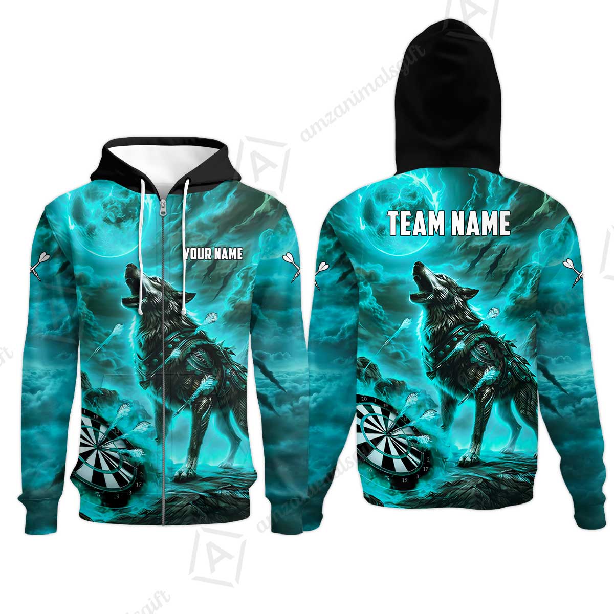Custom Darts Team Jersey, Personalized Flaming Wolf Jersey Shirt For Players With Name & Team Name