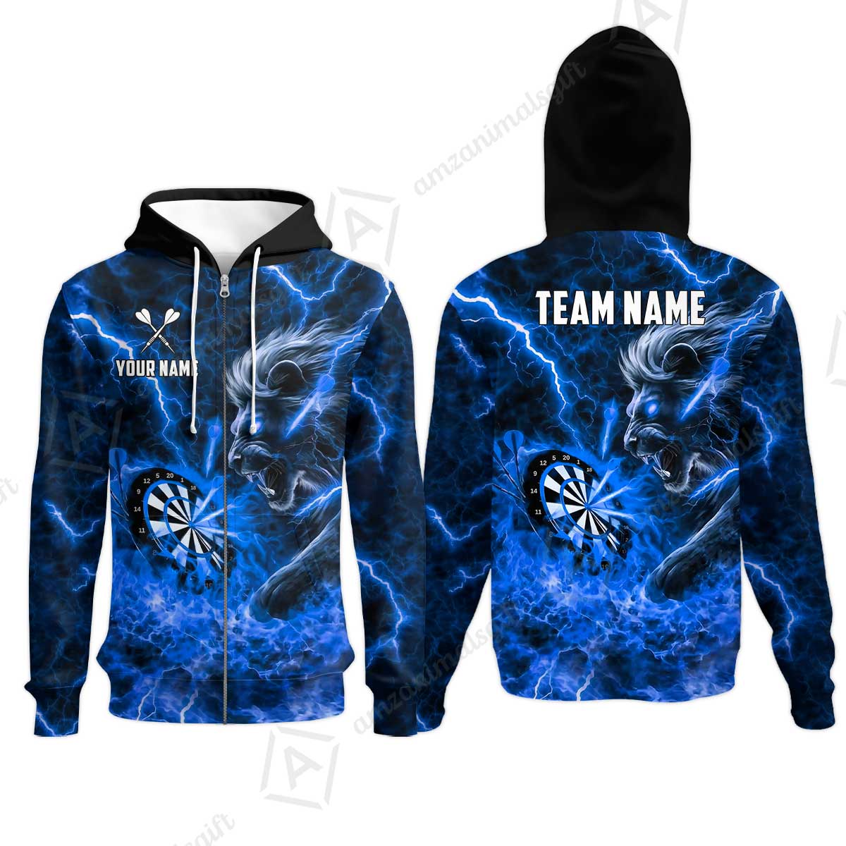 Custom Darts Team Jersey, Personalized Lightning Lion Jersey Shirt For Players With Name & Team Name
