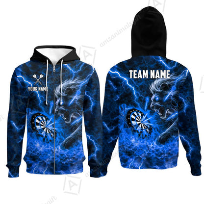 Custom Darts Team Jersey, Personalized Lightning Lion Jersey Shirt For Players With Name & Team Name