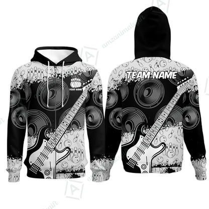 Customized Bowling Unisex Polo Shirt, Guitar Speaker Bowling, Bowling Uniform - Personalized Name Team Name For Bowlers