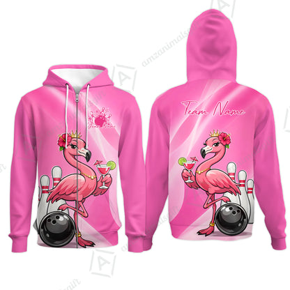 Custom Bowling Jersey Polo Shirt, Flamingo Queen Bowling, Custom Bowling Jersey Team Shirt For Players With Name & Team Name