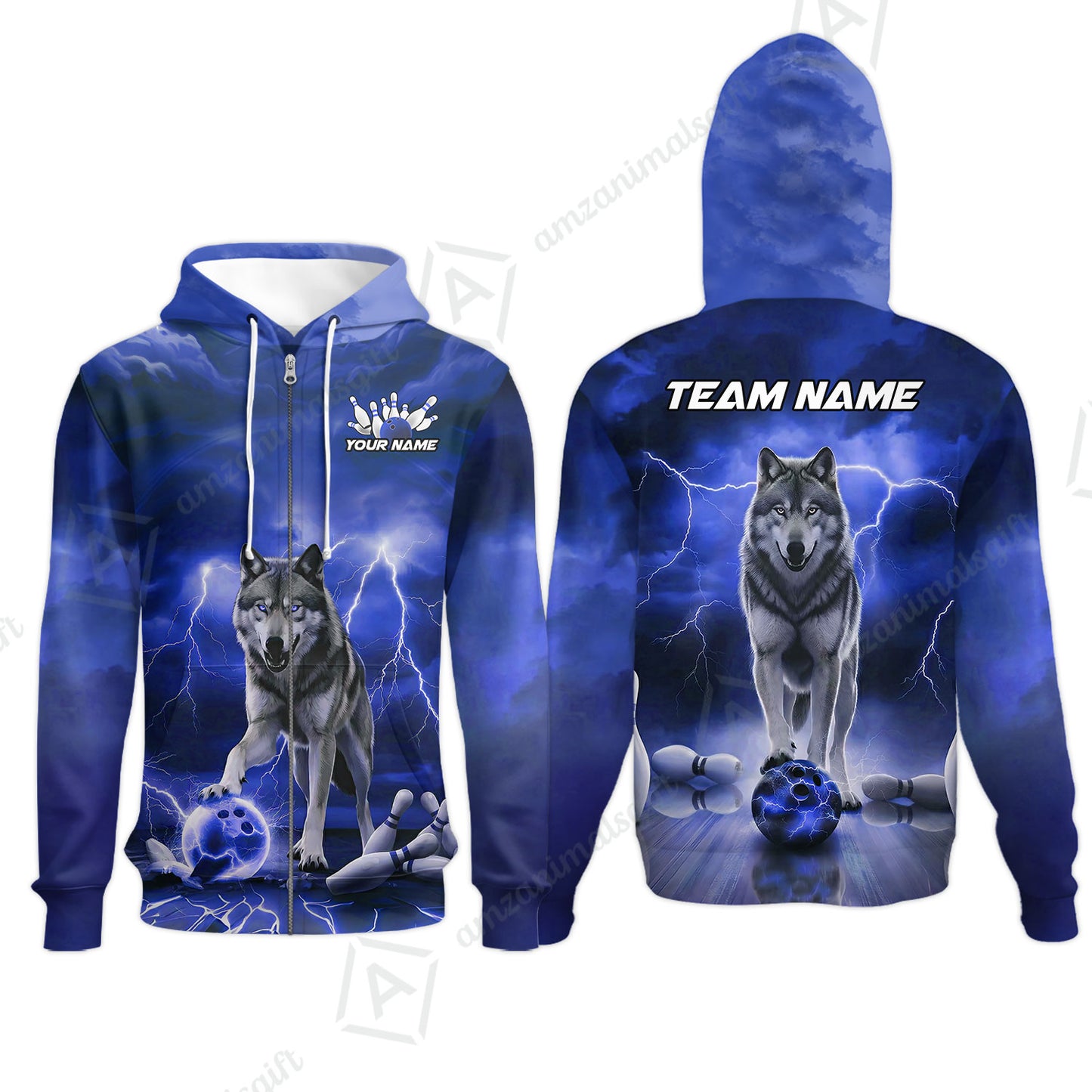 Custom Bowling Jersey Polo Shirt, Electric Wolf Bowling Custom Bowling Jersey Team Shirt For Players With Name & Team Name