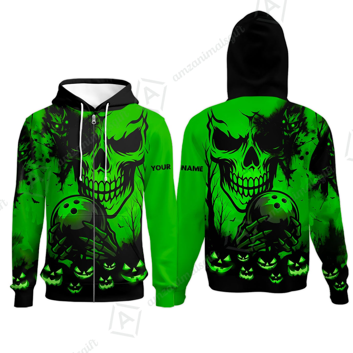 Custom Bowling Jersey Polo Shirt, Pumpkins Skull Halloween, Custom Bowling Jersey Team Shirt For Players With Name & Team Name