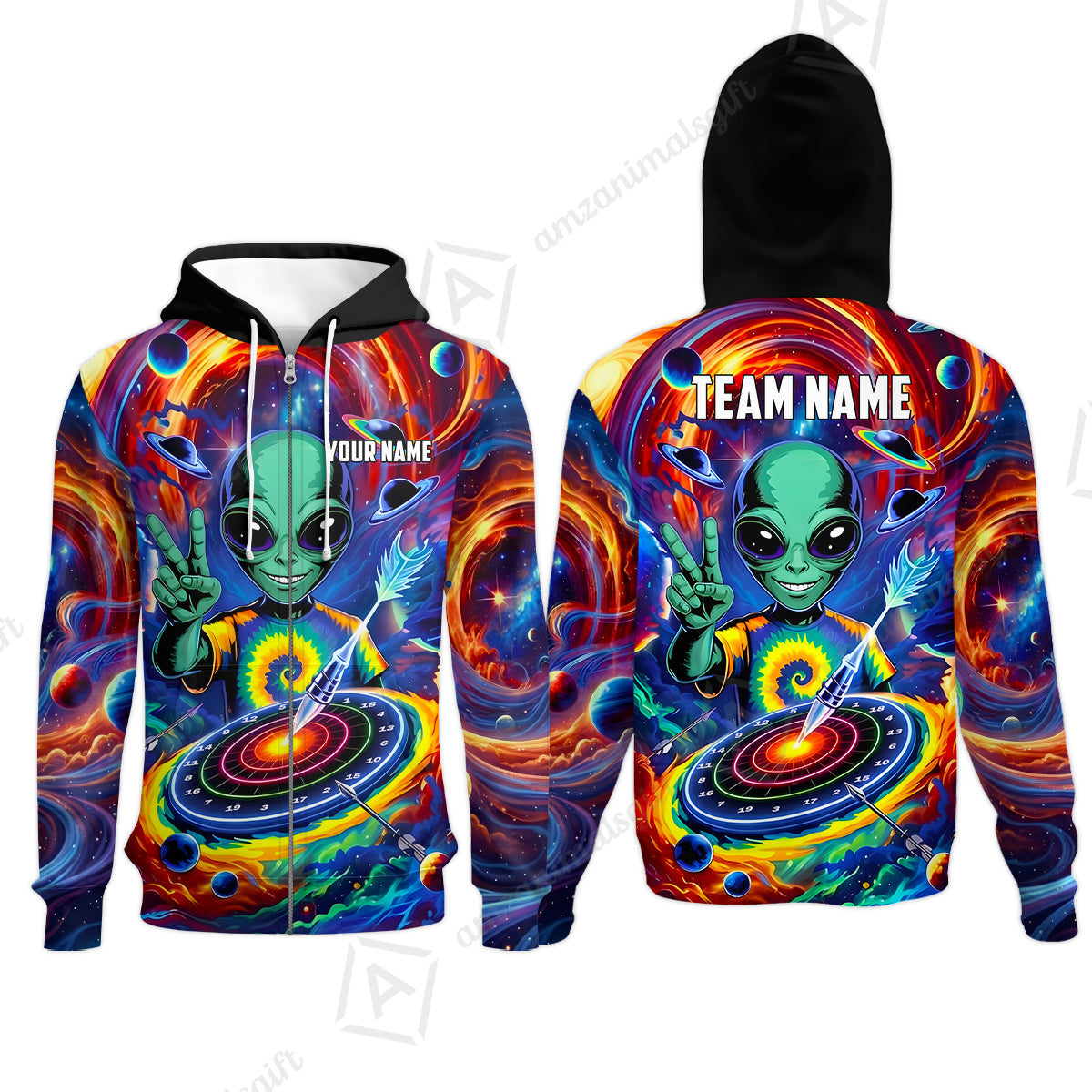 Custom Darts Team Jersey, Personalized Alien Vortex Strike Dart Polo Shirt For Players With Name & Team Name