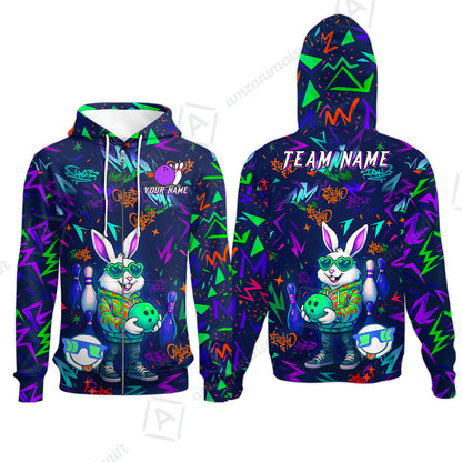 Custom Hip Hop Rabbit Bowling Jersey Polo Shirt, Custom Hip Hop Rabbit Bowling Jersey Team Shirt For Players With Name & Team Name