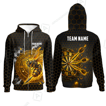 Custom Darts Team Jersey, Personalized Bee Strike Dart Polo Shirt For Players With Name & Team Name