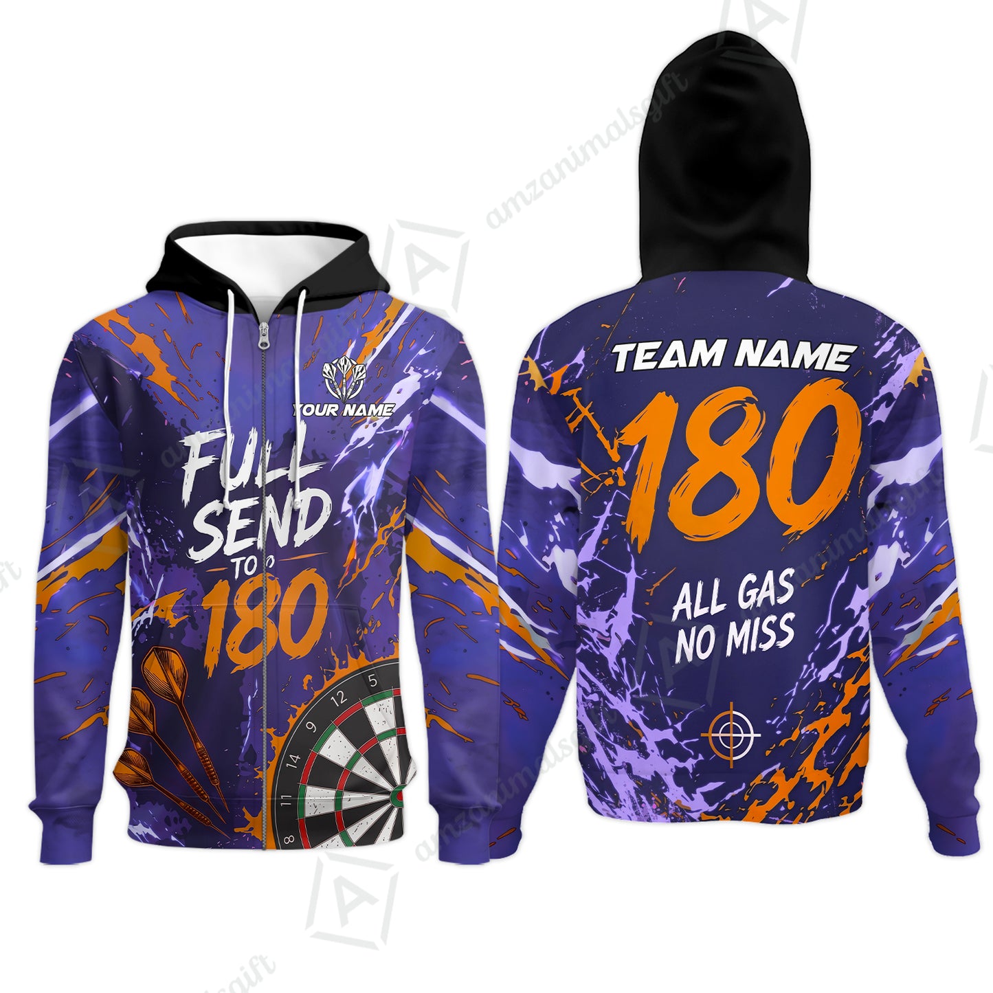 Customized Darts Team Jersey, Full Send To 180, All Gas No Miss, Personalized Polo Shirt For Players With Name & Team Name