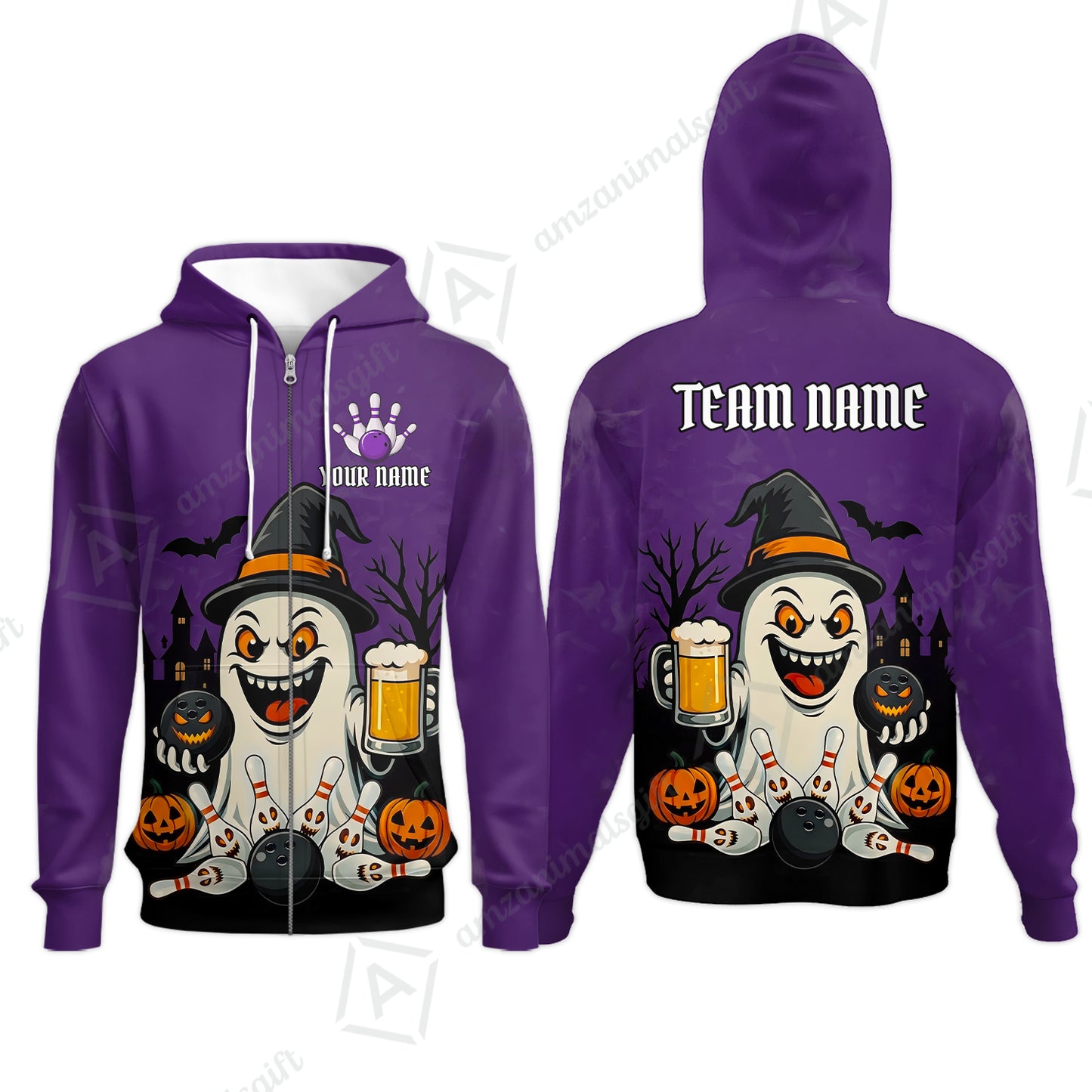Custom Bowling Jersey Polo Shirt, Bowling Halloween Witch, Custom Bowling Jersey Team Shirt For Players With Name & Team Name