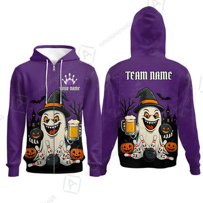 Custom Bowling Jersey Polo Shirt, Bowling Halloween Witch, Custom Bowling Jersey Team Shirt For Players With Name & Team Name