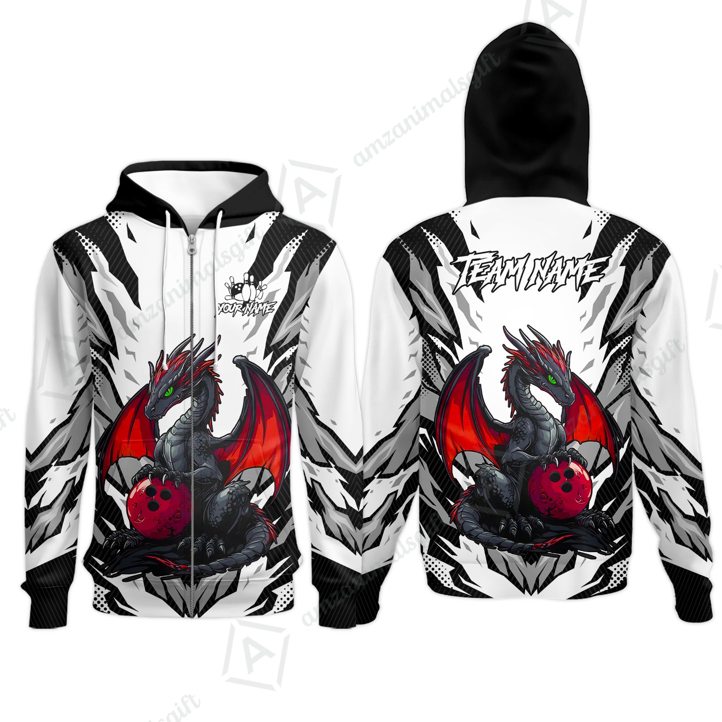 Custom Bowling Jersey Polo Shirt, Dragon Lover Custom Bowling Jersey Team Shirt For Players With Name & Team Name