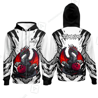 Custom Bowling Jersey Polo Shirt, Dragon Lover Custom Bowling Jersey Team Shirt For Players With Name & Team Name