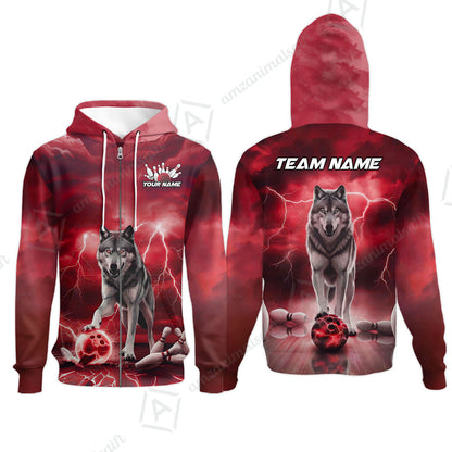 Custom Bowling Jersey Polo Shirt, Electric Wolf Bowling Custom Bowling Jersey Team Shirt For Players With Name & Team Name