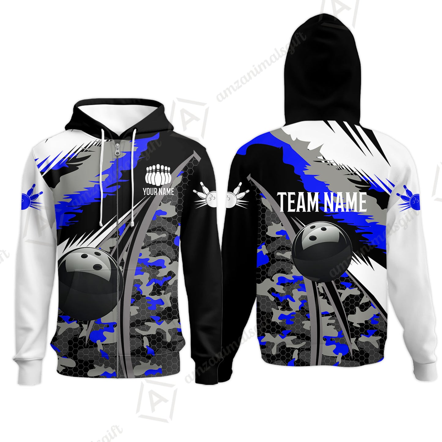 Custom Bowling Team Jersey, Personalized Long Sleeve Jersey Shirt Camo Bowling Shirt with Name & Team Name
