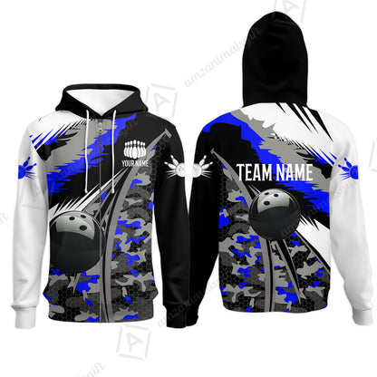 Custom Bowling Team Jersey, Personalized Long Sleeve Jersey Shirt Camo Bowling Shirt with Name & Team Name
