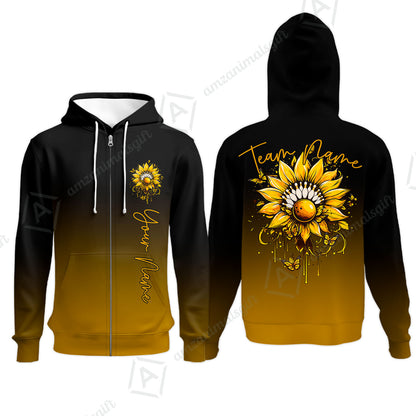 Custom Bowling Jersey Polo Shirt, Sunflower Bowling Pin Gradient Background, Custom Bowling Jersey Team Shirt For Players With Name and Team Name