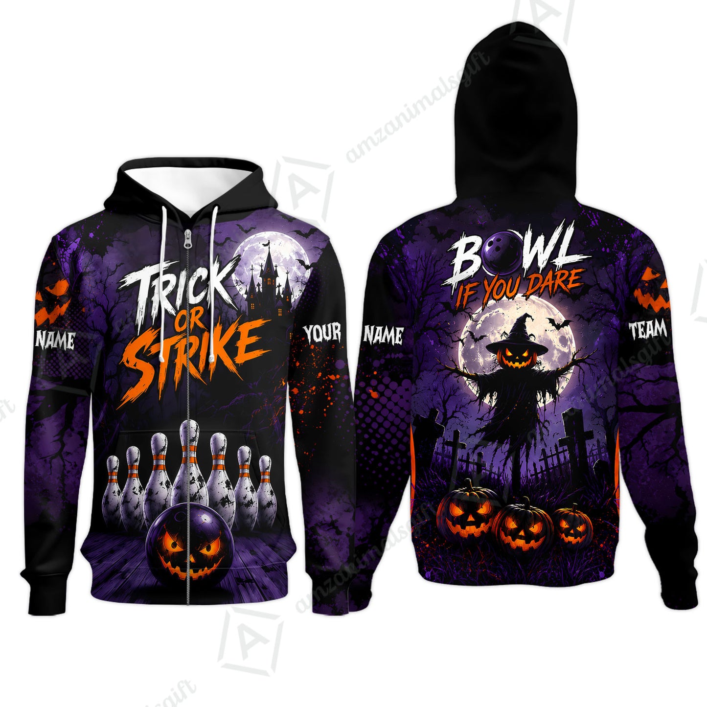Customized Bowling Shirt, Bowl If You Dare Trick Or Strike, Personalized Polo Shirt For Players With Name & Team Name