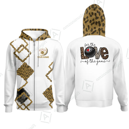 Custom Bowling Jersey Polo Shirt, Chic Leopard Print Love of the Game, Custom Bowling Jersey Team Shirt For Players With Name and Team Name