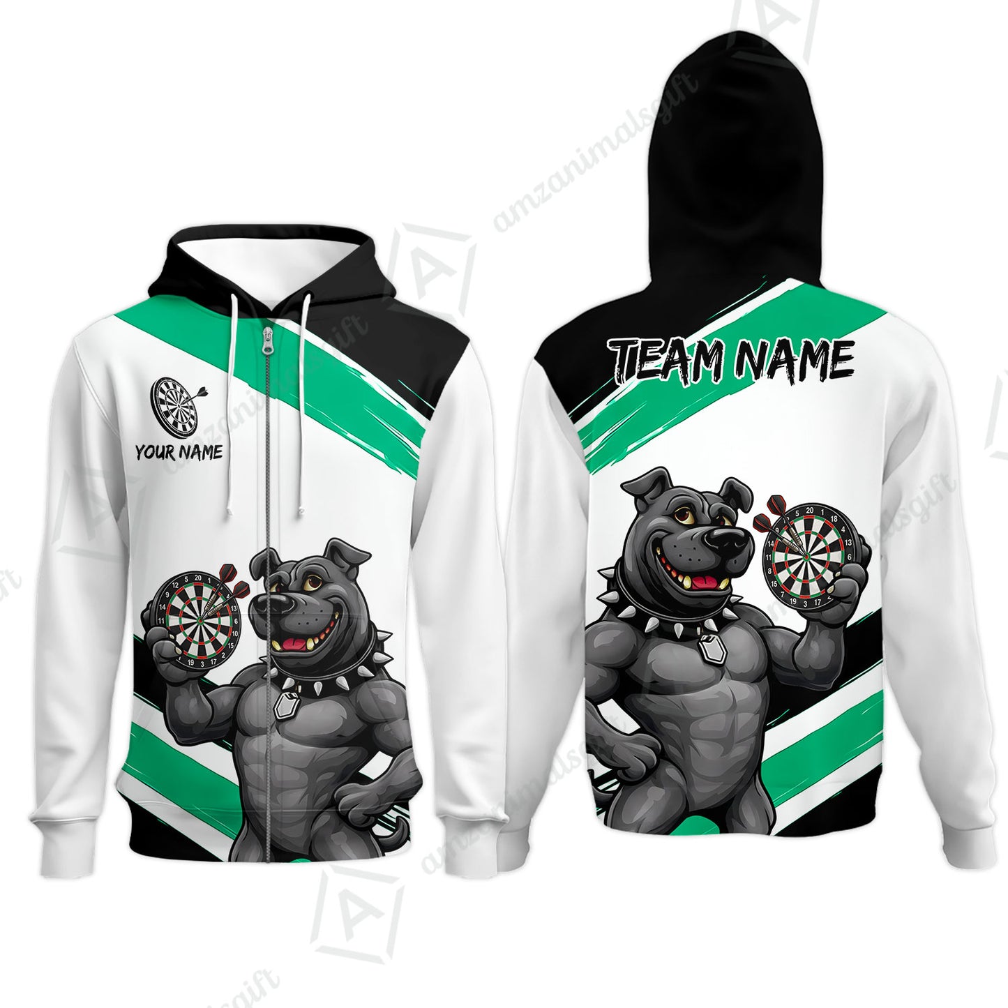 Custom Darts Jersey Polo Shirt, Pitbull Hold Dart Board, Custom Dart Jersey Team Shirt For Players With Name & Team Name