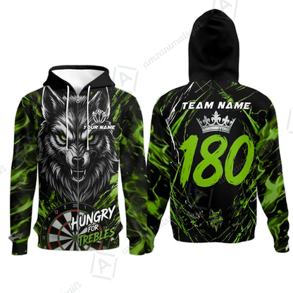 Custom Darts Jersey Polo Shirt, Wolf 180, Custom Dart Jersey Team Shirt For Players With Name & Team Name