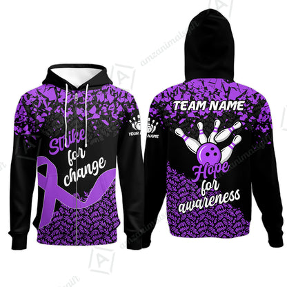 Custom Bowling Jersey Uniform Shirt, Bowling Strike For Change Team Shirt For Players With Name & Team Name