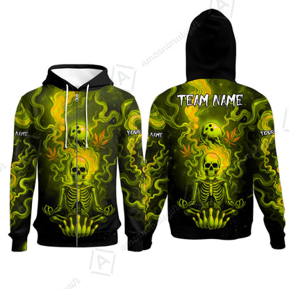 Custom Bowling Team Unisex Polo Shirt, Neon Skull CNB Bowling Custom Shirt Featuring Personalized Name and Team Name