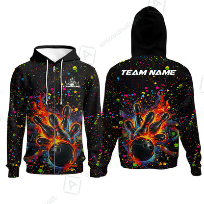 Custom Bowling Jersey Polo Shirt, Bowling Splash Paint Dot, Custom Bowling Jersey Team Shirt For Players With Name & Team Name