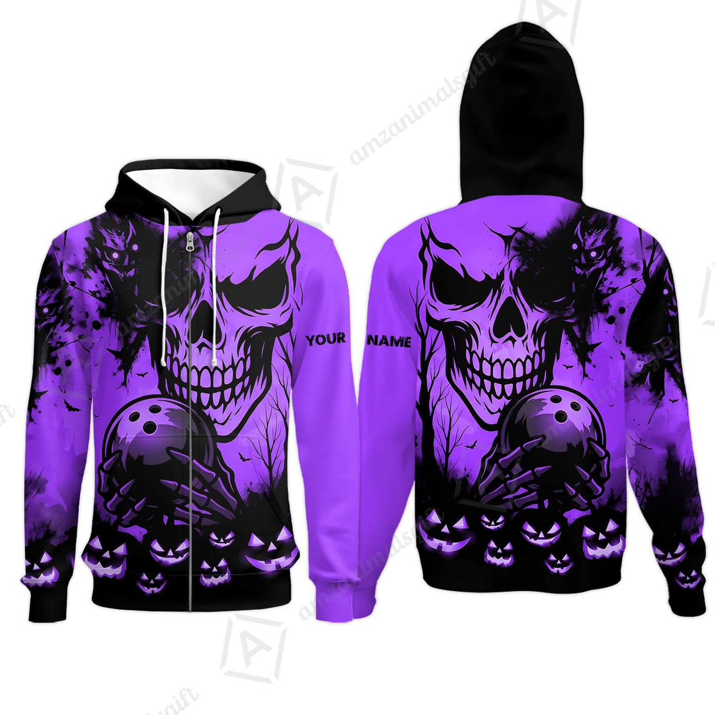 Custom Bowling Jersey Polo Shirt, Pumpkins Skull Halloween, Custom Bowling Jersey Team Shirt For Players With Name & Team Name