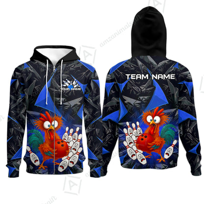 Custom Bowling Jersey Polo Shirt, Crazy Chicken Bowling Custom Bowling Jersey Team Shirt For Players With Name & Team Name
