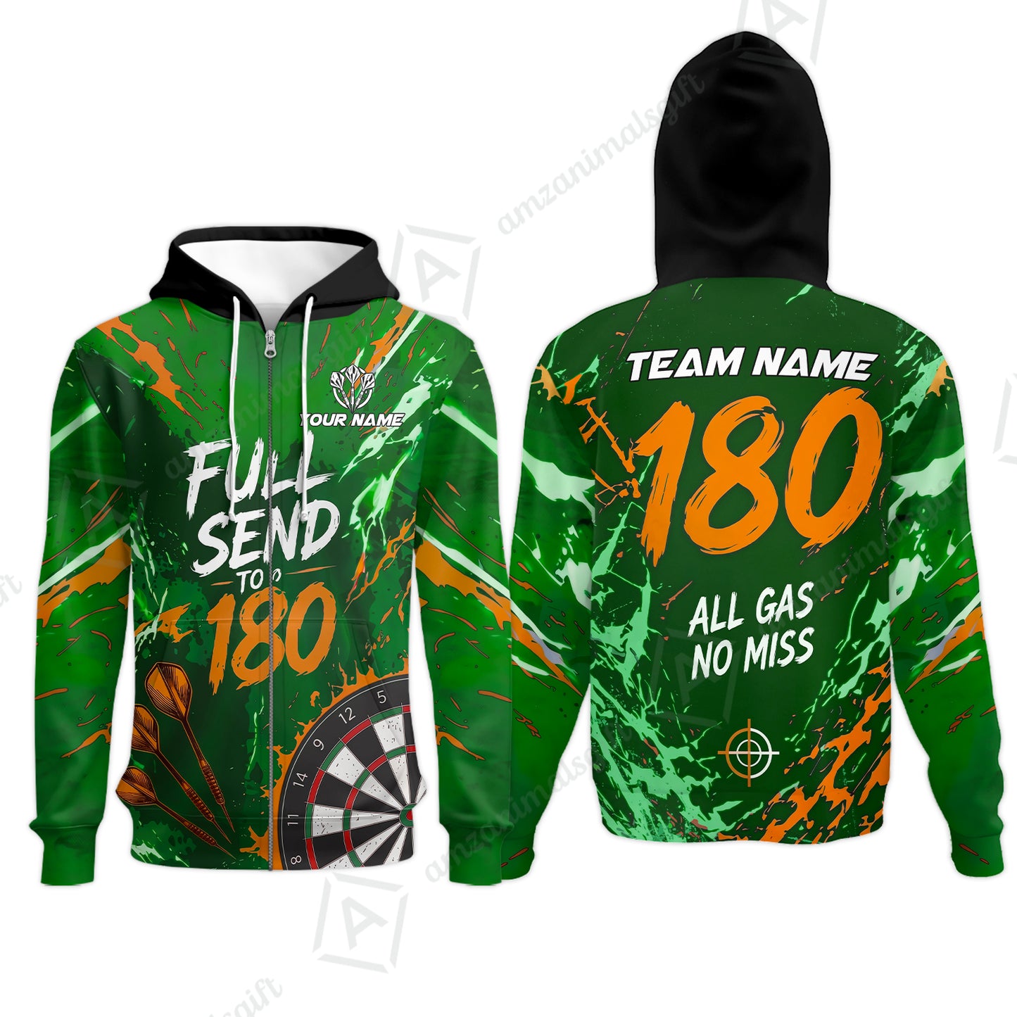 Customized Darts Team Jersey, Full Send To 180, All Gas No Miss, Personalized Polo Shirt For Players With Name & Team Name