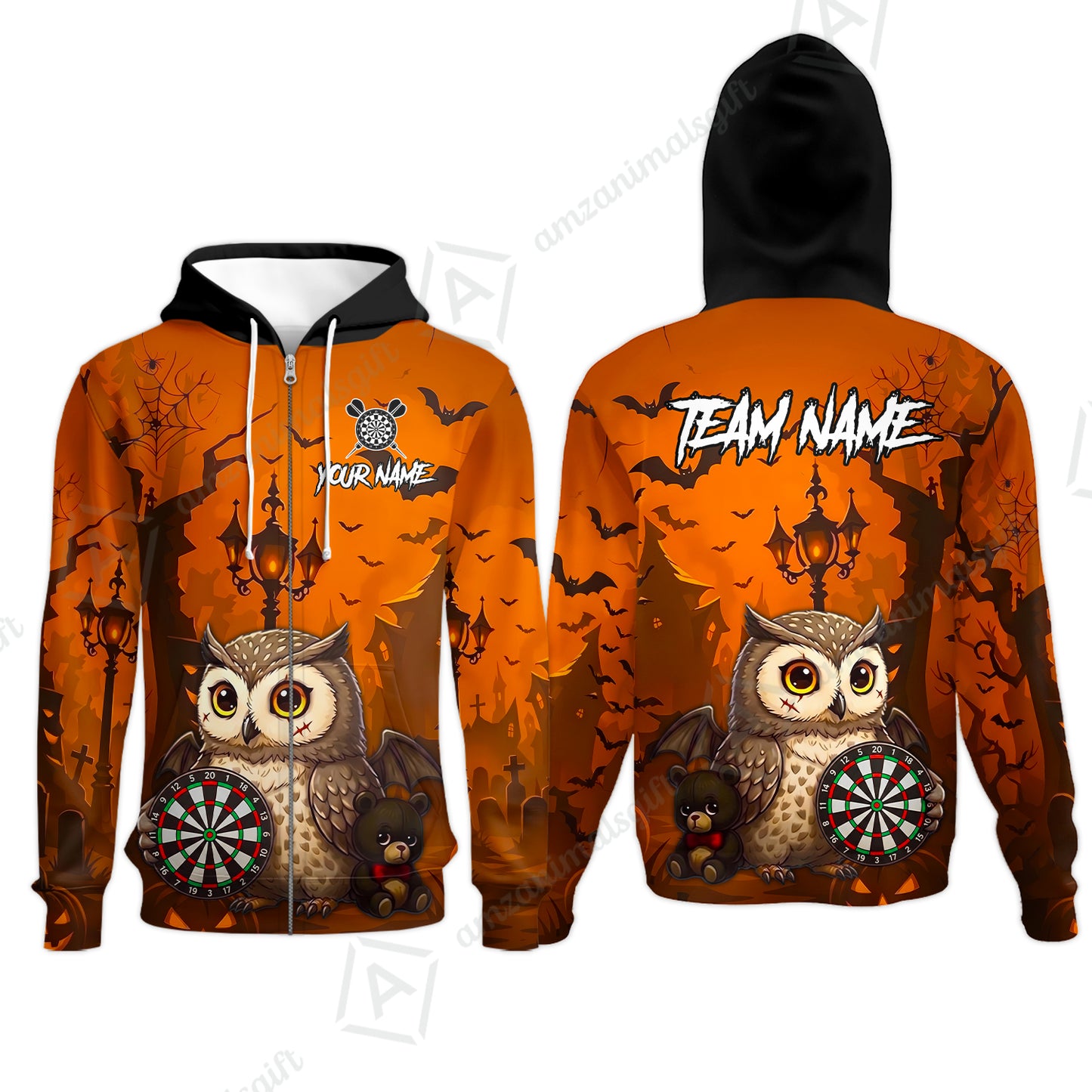 Custom Dart Jersey Team Shirt For Players, Owl In Halloween, Personalize Name and Team Name