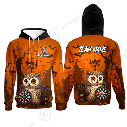 Custom Dart Jersey Team Shirt For Players, Owl In Halloween, Personalize Name and Team Name