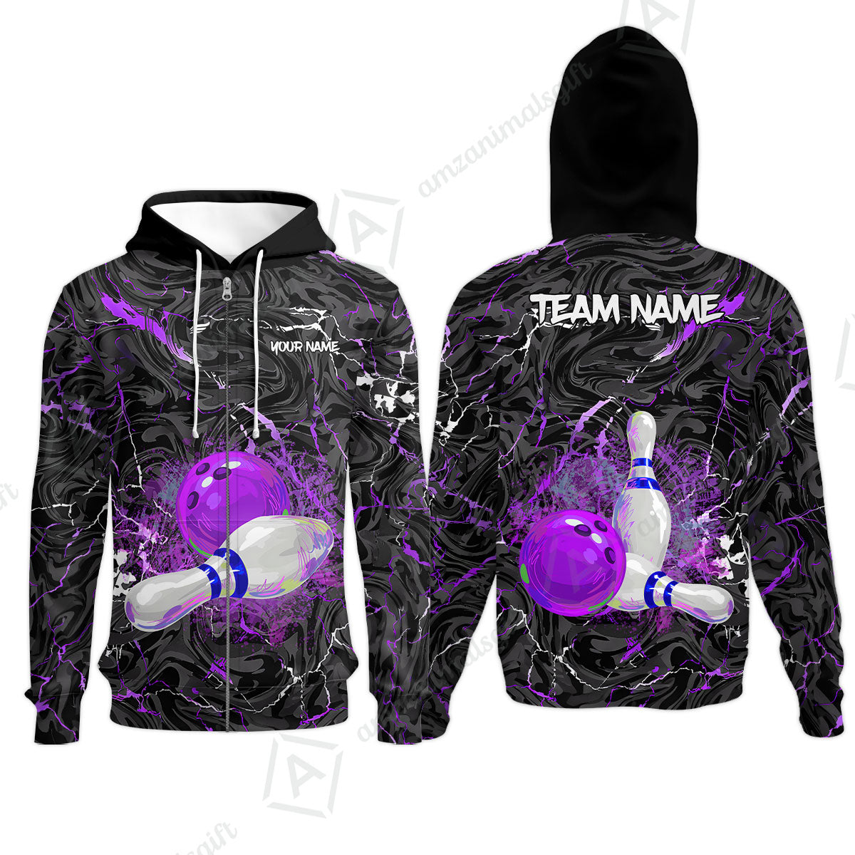 Customized Bowling Unisex Polo Shirt, Swirling Marbled Pattern Vibrant Veins, Bowling Uniforms, Personalized Name And Team Name