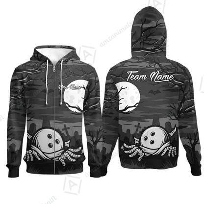 Customized Bowling Shirt, Bowling Halloween Mummy, Personalized Polo Shirt For Players With Name & Team Name