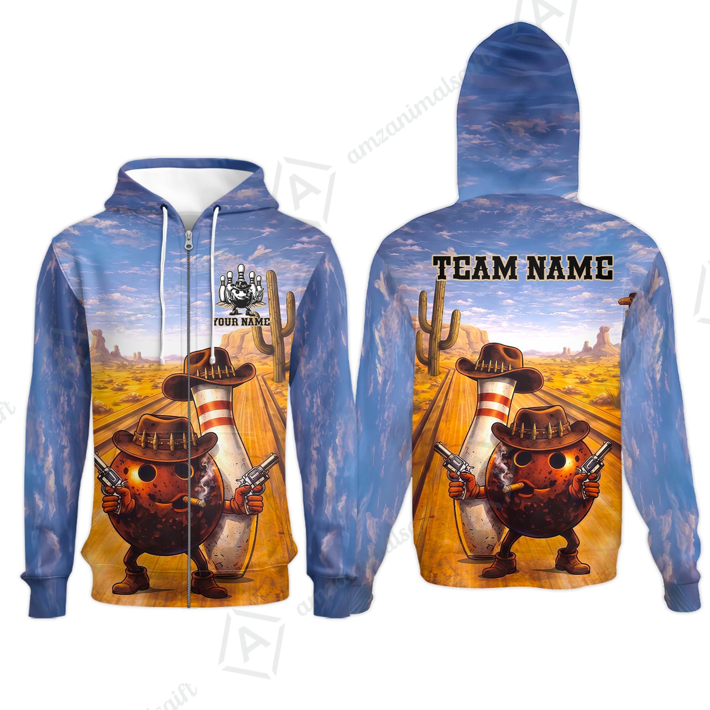 Custom Bowling Jersey Polo Shirt, Wild West Cowboy Gunslinger, Custom Bowling Jersey Team Shirt For Players With Name and Team Name