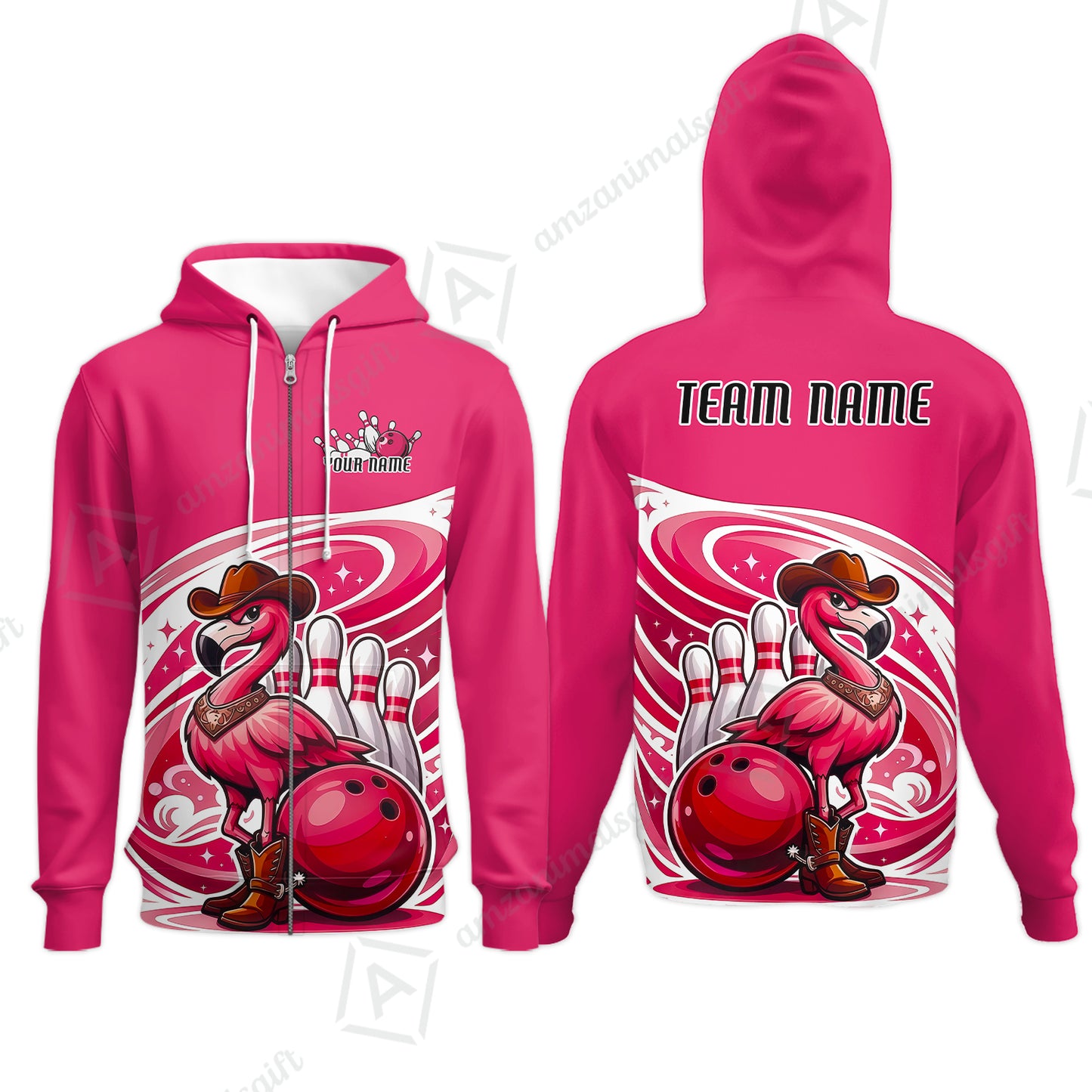 Custom Women Polo Shirt, Western Flamingo, Custom Bowling Women Polo Team Shirt For Players With Name & Team Name