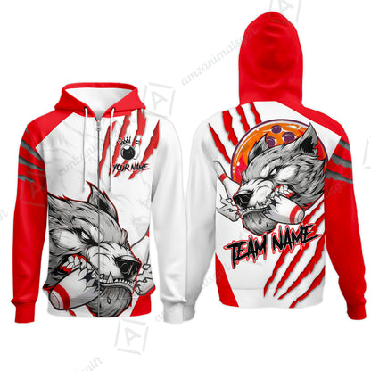 Customized Bowling Jerseys, Fierce Wolf Artwork Scratch, Uniform Bowling - Personalized Name And Team Name