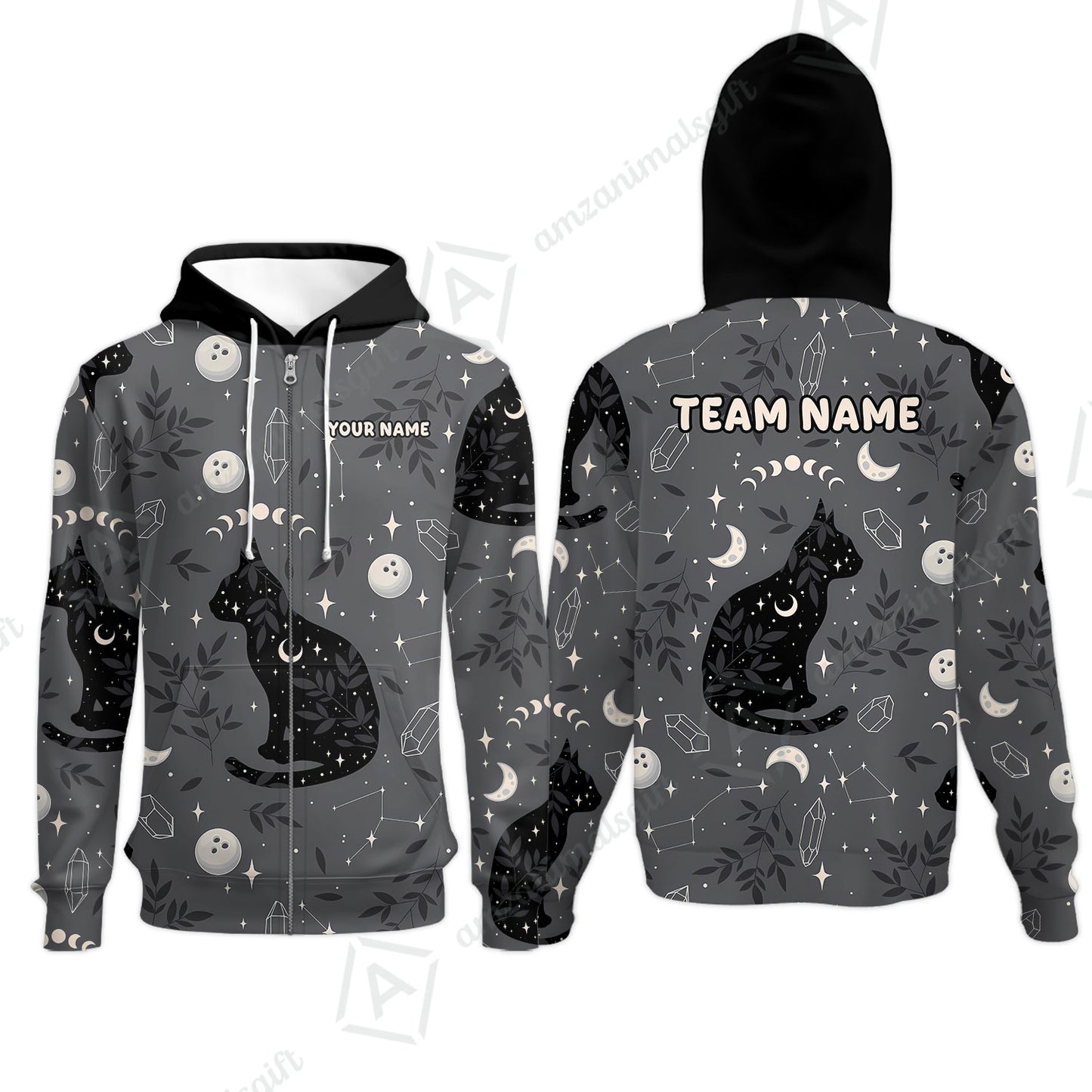 Custom Bowling Jersey Polo Shirt, Black Cat Moon Bowling Grass, Personalized Name And Team Name