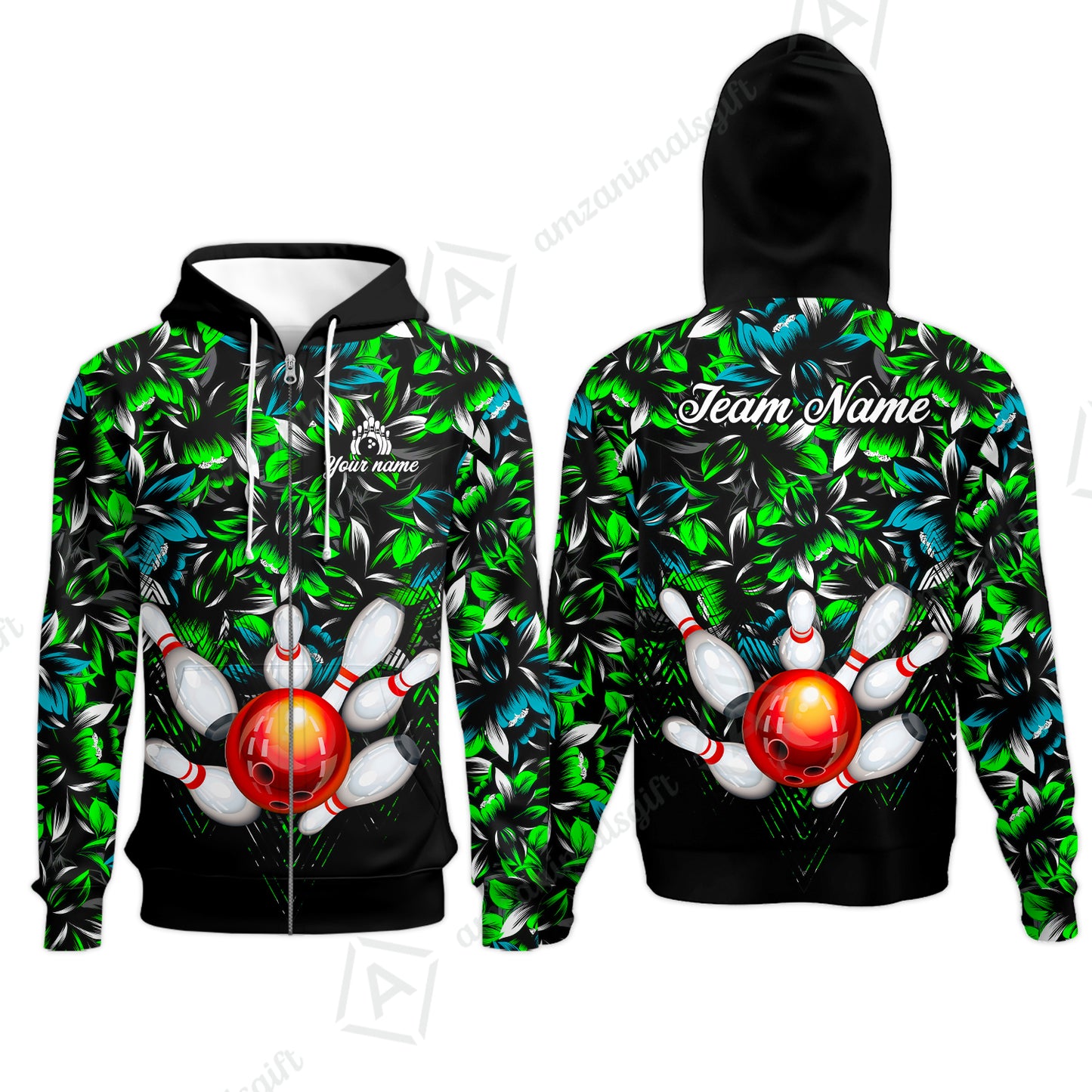 Custom Bowling Jersey Polo Shirt, Tropical Floral Bowling, Custom Bowling Jersey Team Shirt For Players With Name & Team Name