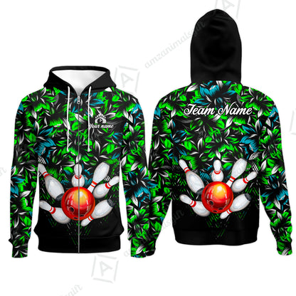 Custom Bowling Jersey Polo Shirt, Tropical Floral Bowling, Custom Bowling Jersey Team Shirt For Players With Name & Team Name