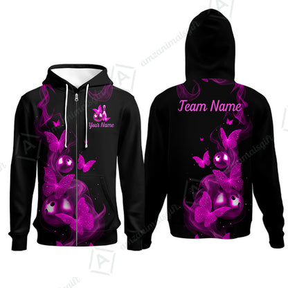 Custom Bowling Jersey Polo Shirt, Butterfly Bowling Smoke, Custom Bowling Jersey Team Shirt For Players With Name & Team Name