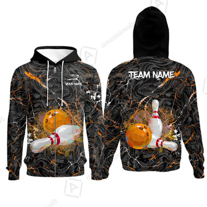 Customized Bowling Unisex Polo Shirt, Swirling Marbled Pattern Vibrant Veins, Bowling Uniforms, Personalized Name And Team Name